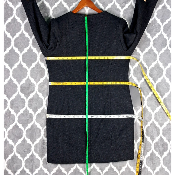 Tuckernuck Pomander Place Dress Small Black Kiera Tweed Gold Button Textured - Picture 4 of 11